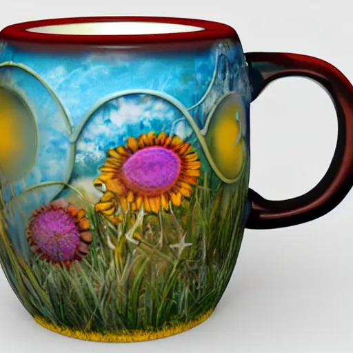 Image similar to a 3 d mug of a beautiful mug on a mug,