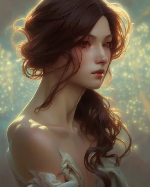 Image similar to beautiful woman, portrait, anime!!, fantasy, ultra detailed, elegant, intricate, dynamic lighting, hyperrealism, digital art, digital painting, artstation, wlop, sharp focus, illustration, art by artgerm and greg rutkowski and alphonse mucha, 8 k