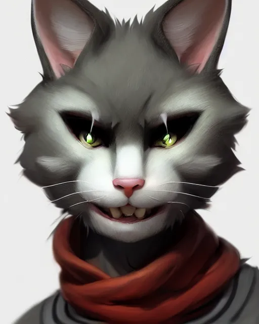 Image similar to character concept art of a male anthropomorphic furry cat | | cute - fine - face, pretty face, key visual, realistic shaded perfect face, fine details by stanley artgerm lau, wlop, rossdraws, james jean, andrei riabovitchev, marc simonetti, and sakimichan, trending on artstation