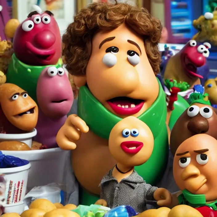 Prompt: will ferrell starring in mr potato head the dramatic movie, movie still, 8 k,