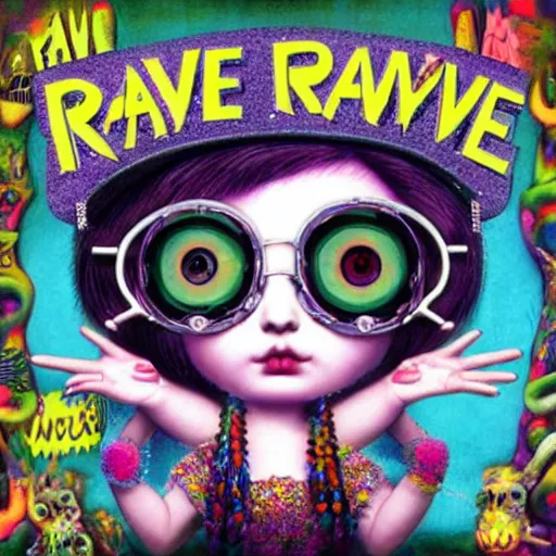 Image similar to rave cd compilation, by mark ryden, hd, hyper detailed, 4 k