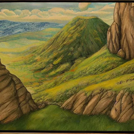 Image similar to Rarely Seen Paintings by Tolkien Portray a Lush ‘Lord of the Rings’ Landscape