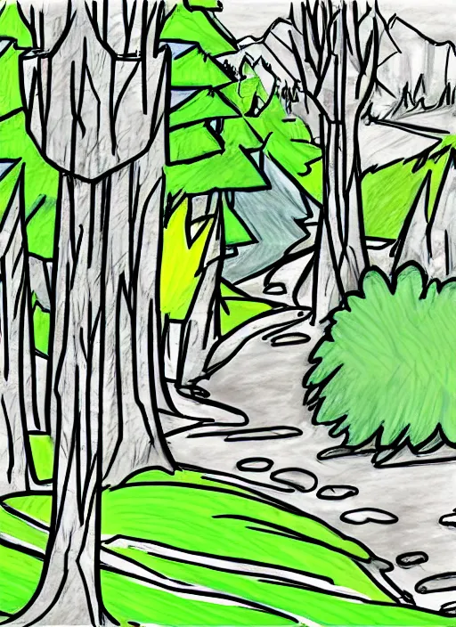 Image similar to bold sketch of the great outdoors 2 d stylized