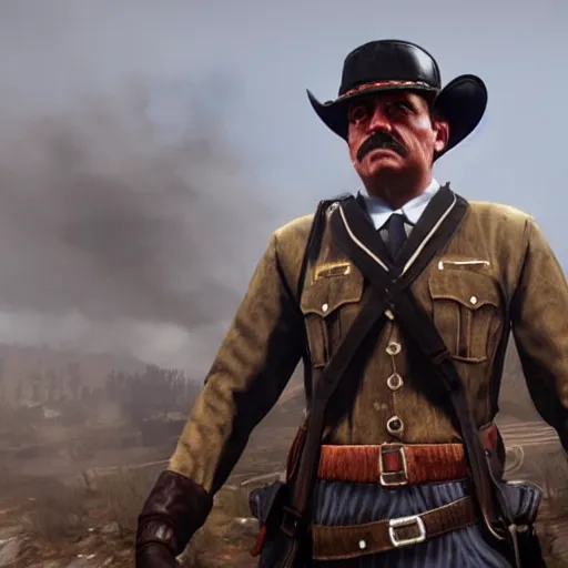 Image similar to Adolf Hitler in red dead redemption 2