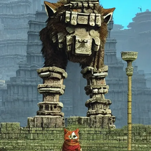 Image similar to cat by shadow of the colossus