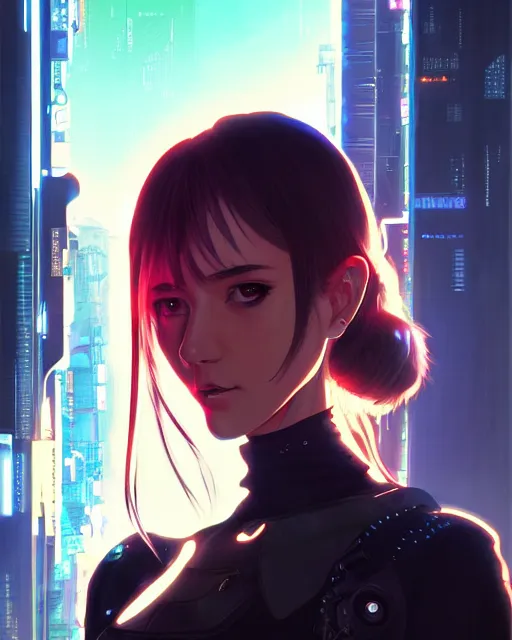 portrait Anime cyborg girl, cyberpunk, cute-fine-face,, Stable Diffusion