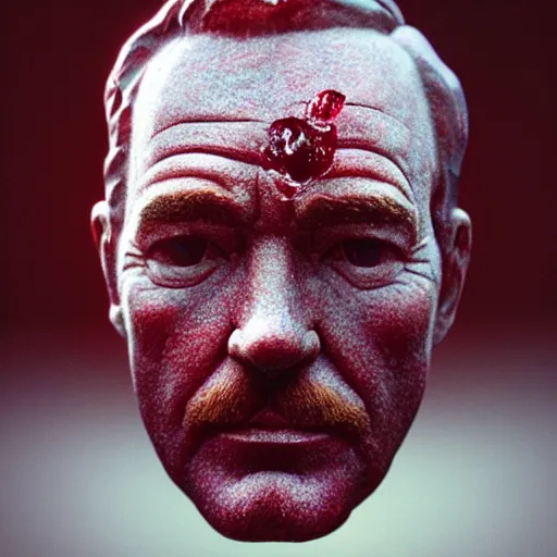 Image similar to a mountain of cranberries in the shape of bryan cranston's face, cranberry statue, submerged in cranberries, natural light, sharp, detailed face, magazine, press, photo, steve mccurry, david lazar, canon, nikon, focus
