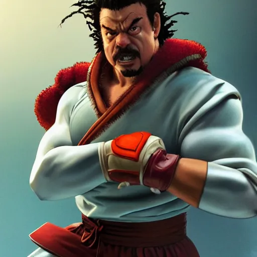 Image similar to danny mcbride as e. honda street fighter, battle stance, ultra realistic, concept art, intricate details, highly detailed, photorealistic, octane render, 8 k, unreal engine, art by frank frazetta, simon bisley, brom