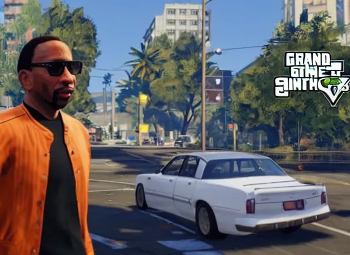 Prompt: stephen a smith in grand theft auto 5, gta, ps 4 gameplay