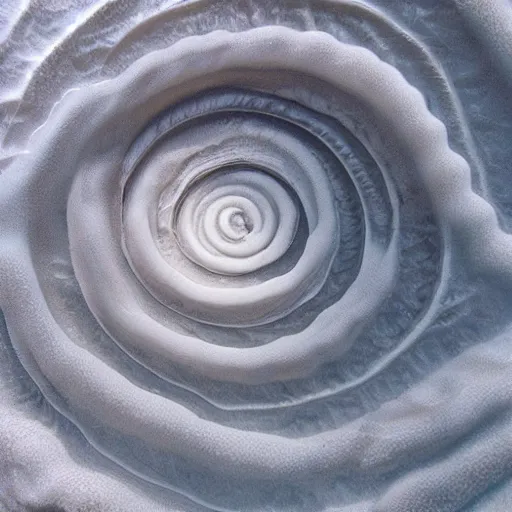 Prompt: spiral fused foam, water wave ocean, photography, photorealistic,