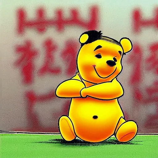 Prompt: President Xi Jinping drawn like Winnie the Pooh