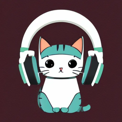 Image similar to Cat with headphones, anime style cute