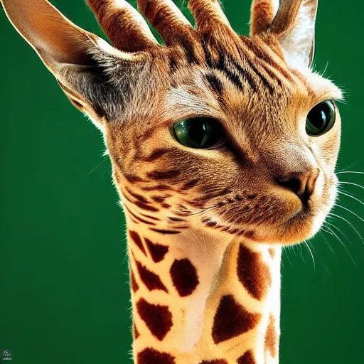 Image similar to cat giraffe hybrid, bold natural colors, national geographic photography, masterpiece, full shot, award winning