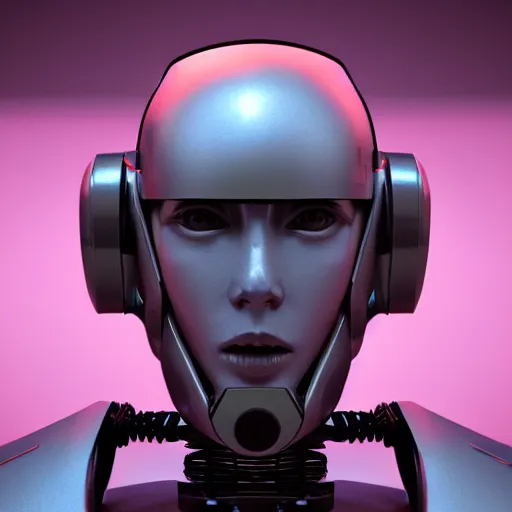 Image similar to an amazing robot-helmet, robotic head-bust portrait, of a sci-fi, human robot hybrid with weaponized systems built into the 3d helmet, cgi, zbrush, blender, octane render
