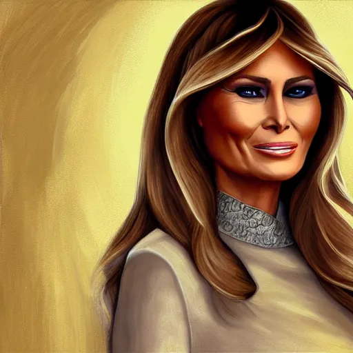 Image similar to digital painting of melania trump in harry potter, fantasy, highly, detailed, realistic, intricate