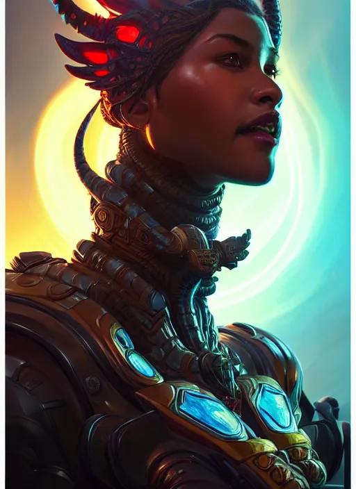 Image similar to portrait of apex legends dragon head, intricate, elegant, glowing lights, highly detailed, digital painting, artstation, glamor pose, concept art, smooth, sharp focus, illustration, art by artgerm and greg rutkowski, artey freytag