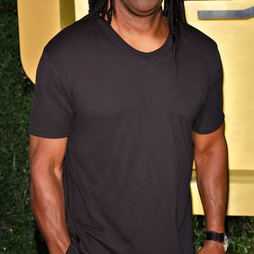 Image similar to Denzel Washington without teeth smiles with long hair