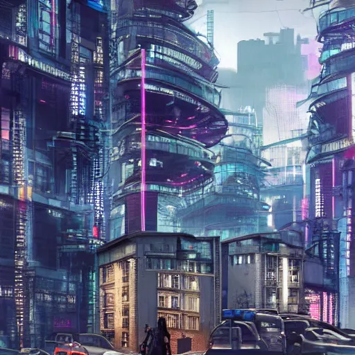 Prompt: Paris futur, asian district, cyberpunk city.