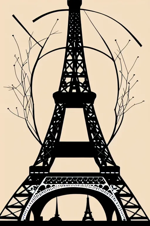 Image similar to minimalist boho style art of the eiffel tower, illustration, vector art