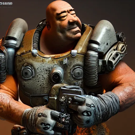 Image similar to Homer Simpson in Gears of War, highly detailed, high quality, HD, 4k, 8k, Canon 300mm, professional photographer, 40mp, lifelike, top-rated, award winning, realistic, sharp, no blur, edited, corrected, trending