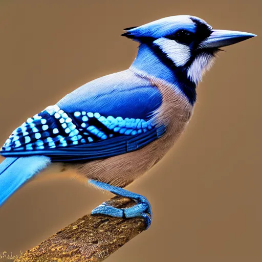 Premium AI Image  3d illustration of stunning beautiful realistic blue jay  bird on dark background