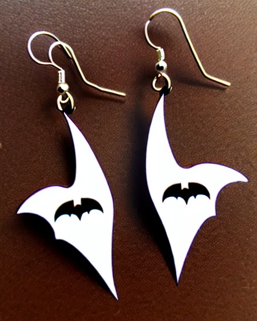 Image similar to spooky cartoon bat, 2 d lasercut earrings,