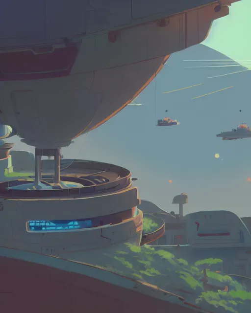 Prompt: landing on the terraforming mars settlement, cory loftis, james gilleard, atey ghailan, makoto shinkai, goro fujita, studio ghibli, rim light, exquisite lighting, clear focus, very coherent, plain background, soft painting