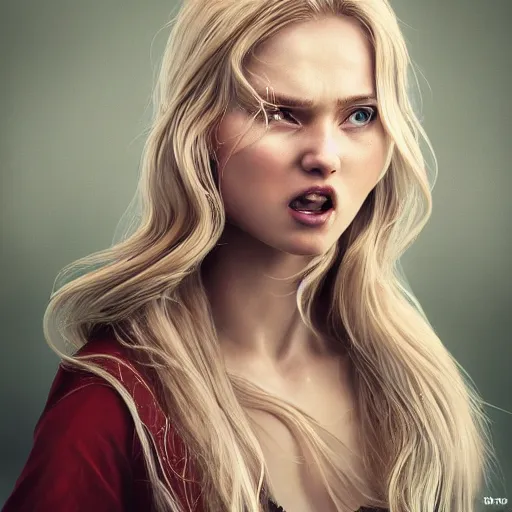 Image similar to epic action shot of beautiful scandinavian woman with symmetrical face stunning eyes and long blonde hair happy laughing, weta disney pixar, hi - fructose, decadent highly - detailed digital painting, golden ratio, octane render, artstation, cinematic composition, smooth, sharp focus, artgerm, mucha, loish, wlop hdr