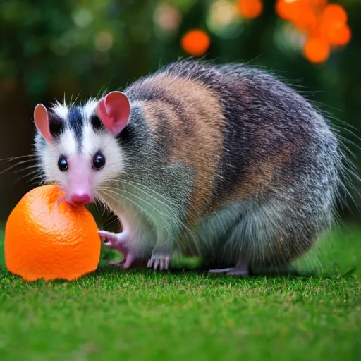 Prompt: opossum fights orange cat emoji and wins forever