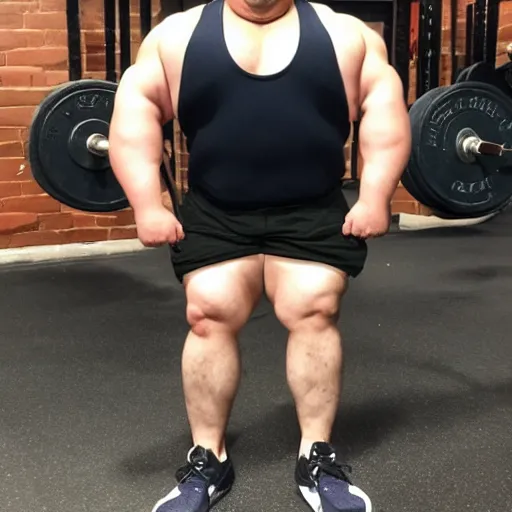 Image similar to the bloat lord kyriakos gym powerlifter fatman greek