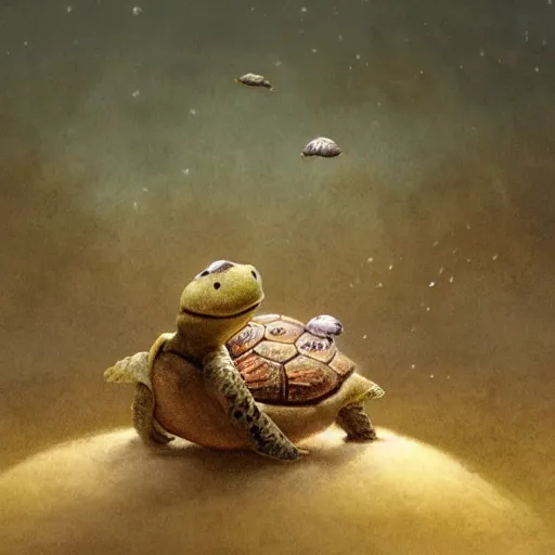 Prompt: soulful long shot of a very cute furry turtle baby nesting in a shell, by esao andrews, by james jean, by m. w. kaluta, very humorous illustration, big depth of field, perspective perception, volumetric light, warm cosy colors, night scenery, low light, unreal engine 5, 8 k, conceptart, hyperdetailed, hyperrealistic, trending on artstation