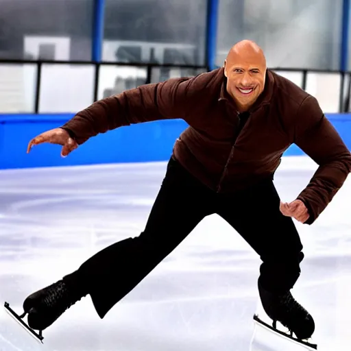 Image similar to Dwayne Johnson Ice Skating, professional Photograph