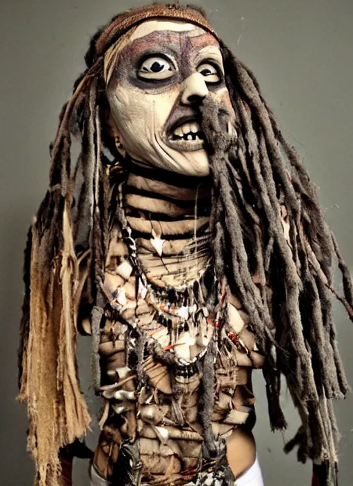 Image similar to creepy mummy shaman by mothmeister