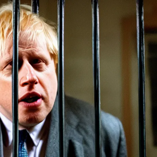 Prompt: scene from the green mile of boris johnson behind bars, photorealistic, highly detailed 8 k