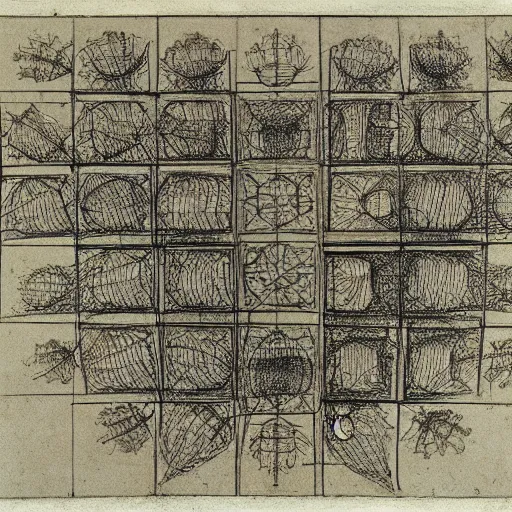 Image similar to leonardo da vinci sketches of neural networks architecture high resolution scans british museum collection