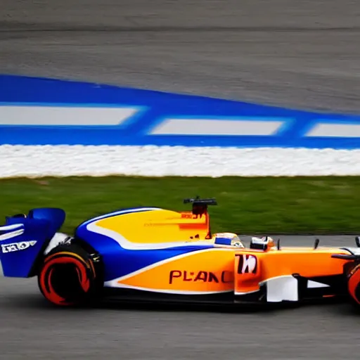Image similar to fernando alonso punching alpine's f 1 car into pieces