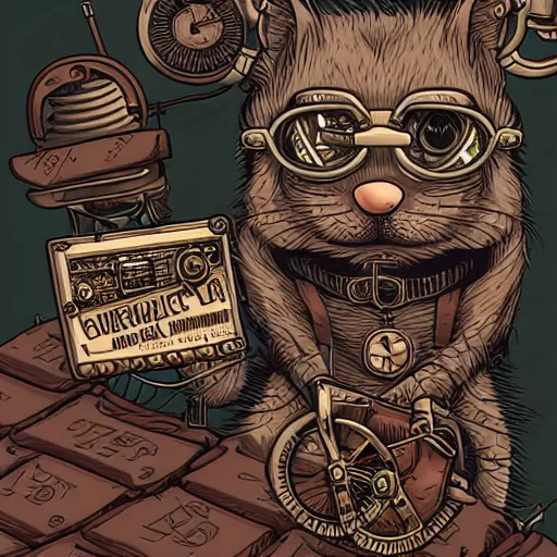 Prompt: a rat with steampunk googles, by dan Mumford