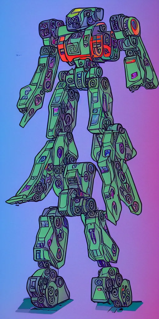 Image similar to blueprint of a colorful battletech mecha, technical draw, concept art, extreme detail, 3 5 mm, colorful, phone wallpaper