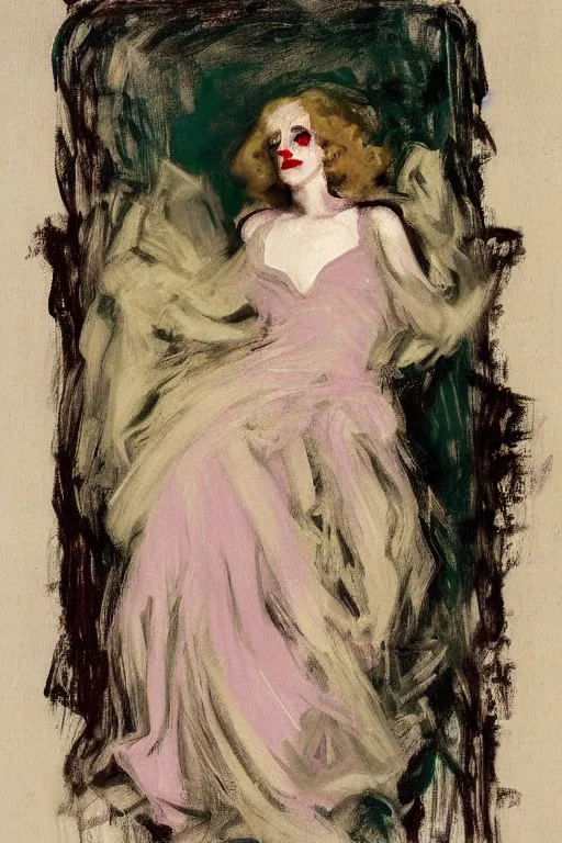 Image similar to portrait of evanna lynch as delirium of the endless, the sandman by walter sickert, john singer sargent, and william open