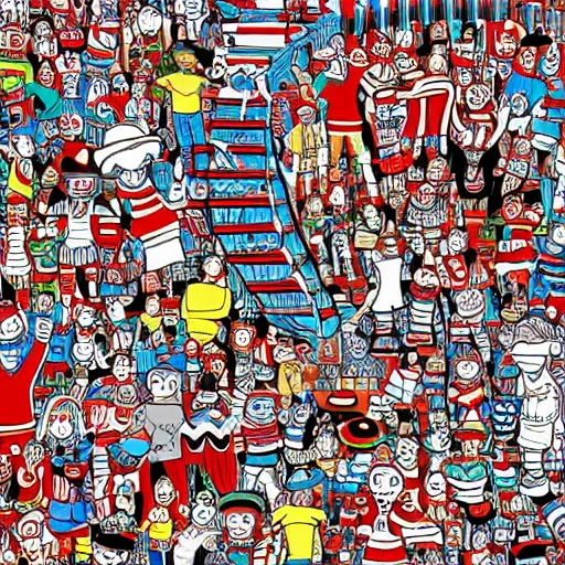Prompt: wheres waldo, highly detailed, super complicated