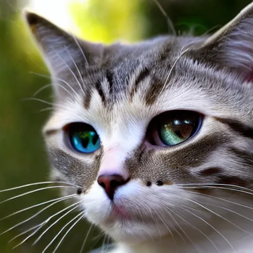 Prompt: a cat with far apart small eyes,