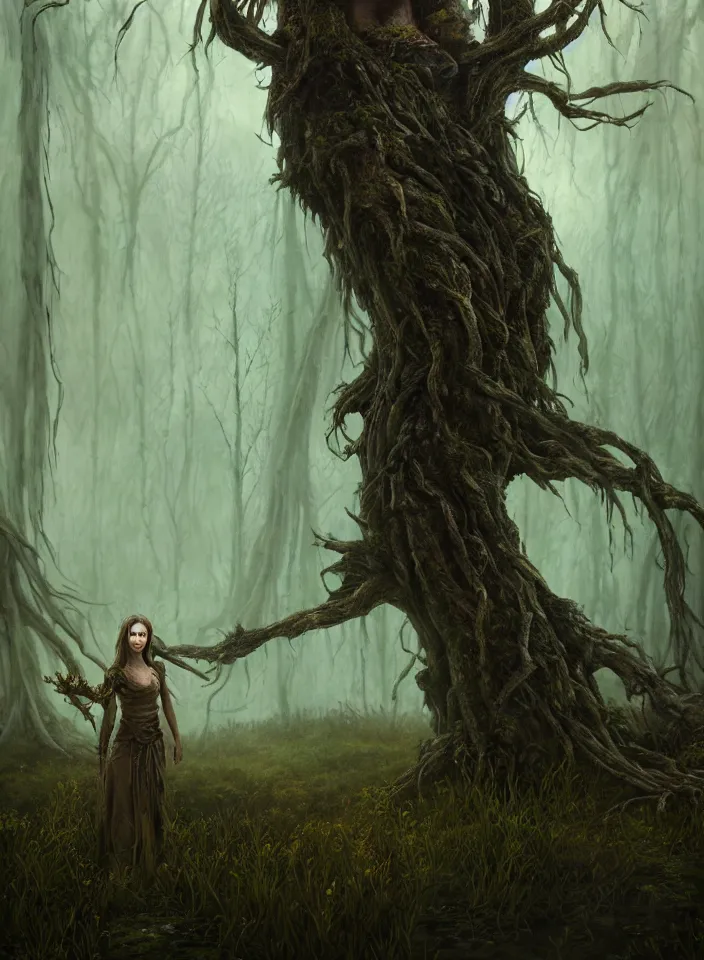 a portrait of a dryad ent guarding the marshy swamps | Stable Diffusion
