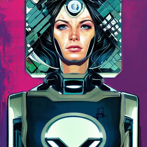 Image similar to portrait of a female android, by DC comics and Sandra Chevrier