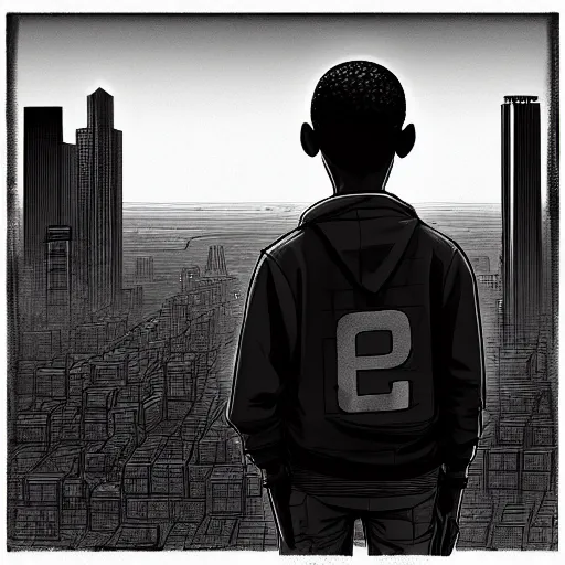 Image similar to barrack obama looking over a post apocalyptic Los Angeles, highly detailed, black and gray, red, smooth focus, sharp, artstation