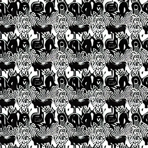 Prompt: seamless pattern showing black cats. black and white, drawing, white background, seamless, ornament.