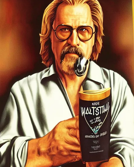 Image similar to walter in the big lebowski, airbrush, drew struzan illustration art, key art, movie poster