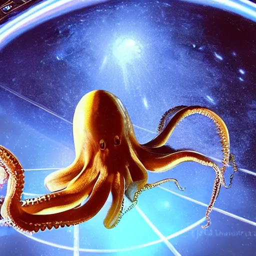 Prompt: hyperrealstic cgi render of an octopus in space -17