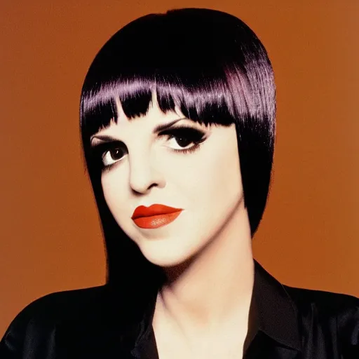 Prompt: photographic portrait of a hybrid of liza minelli and holly gagnier aged 2 2, with a fringe, 8 k