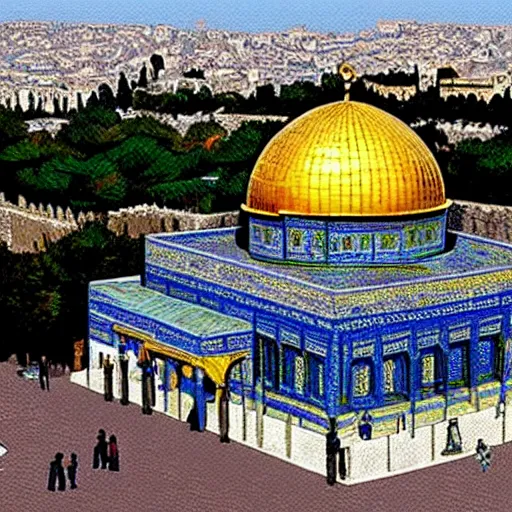 Prompt: dome of the rock, in style of van gogh