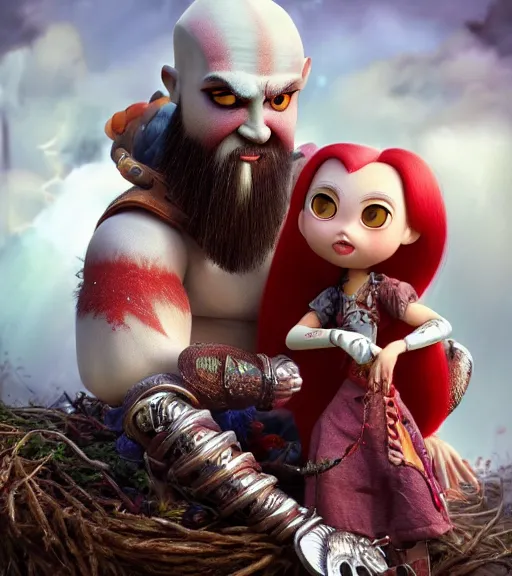 Prompt: very beautiful portrait of an extremely cute and adorable kratos, smooth, perfect face, fantasy, character design by mark ryden and pixar and hayao miyazaki, sharp focus, concept art, harvest fall vibrancy, intricate detail, cinematic lighting, hyperrealistic, 3 5 mm, diorama macro photography, 8 k, 4 k